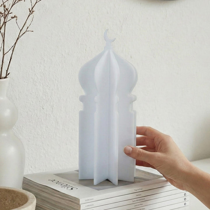 Ramadan 3D Acrylic Mosque Table Decor – Modern Minimalist Interlocking Statue