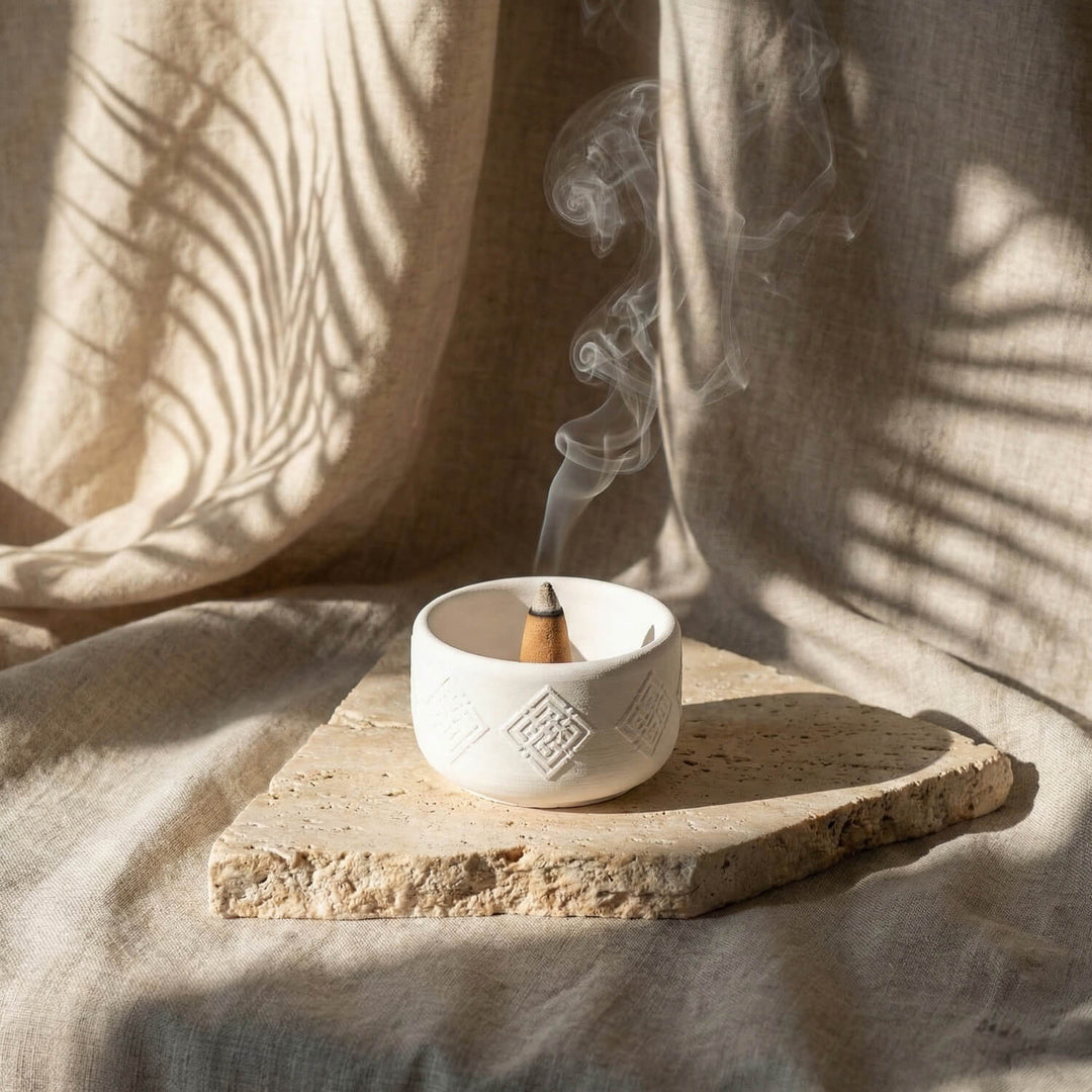 4 Dhikr Stone Cast Mabkhara – Geometric Kufic Incense Burner