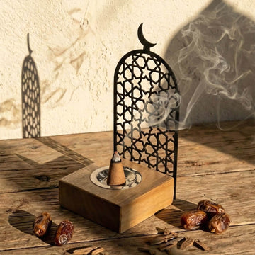 Tower Style Bakhoor Burner – Vertical Metal & Wood Mabkhara