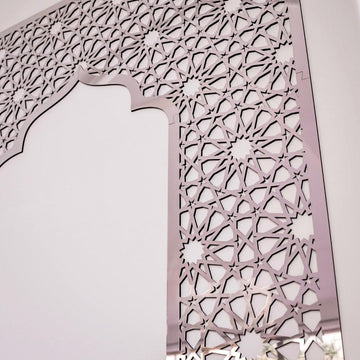 Geometric Design Mihrab - Wooden Islamic Wall Art Decor | 12 - Pointed Star - Islamic Wall Art Store