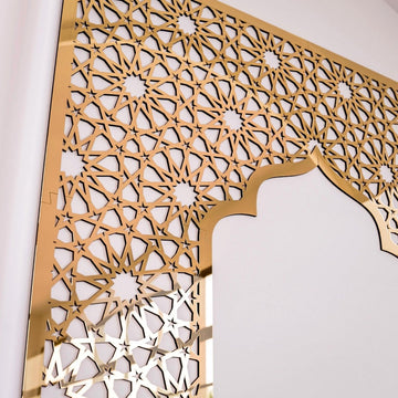 Geometric Design Mihrab - Wooden Islamic Wall Art Decor | 12 - Pointed Star - Islamic Wall Art Store