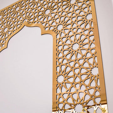 Geometric Design Mihrab - Wooden Islamic Wall Art Decor | 12 - Pointed Star - Islamic Wall Art Store