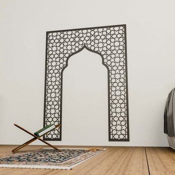 Geometric Design Mihrab - Wooden Islamic Wall Art | Prayer Room Accent - Islamic Wall Art Store