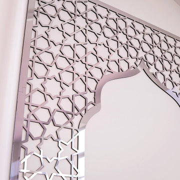 Geometric Design Mihrab - Wooden Islamic Wall Art | Prayer Room Accent - Islamic Wall Art Store