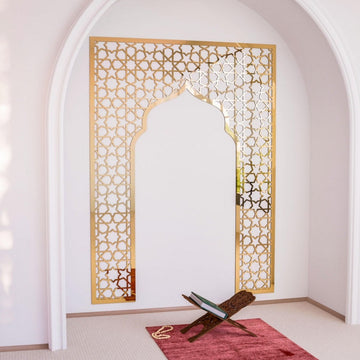 Geometric Design Mihrab - Wooden Islamic Wall Art | Prayer Room Accent - Islamic Wall Art Store