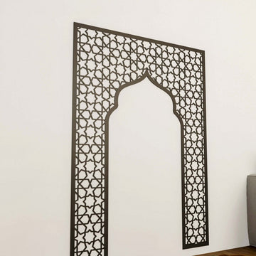 Geometric Design Mihrab - Wooden Islamic Wall Art | Prayer Room Accent - Islamic Wall Art Store
