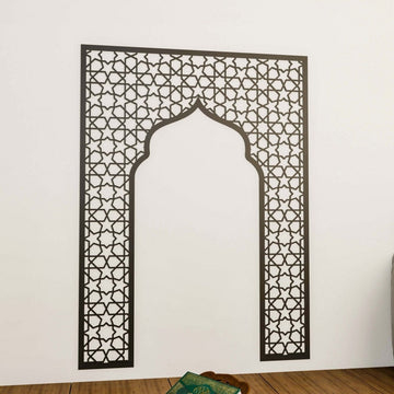 Geometric Design Mihrab - Wooden Islamic Wall Art | Prayer Room Accent - Islamic Wall Art Store