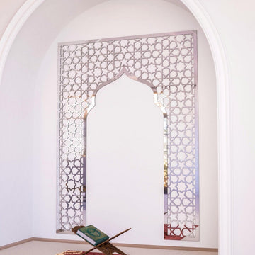 Geometric Design Mihrab - Wooden Islamic Wall Art | Prayer Room Accent - Islamic Wall Art Store