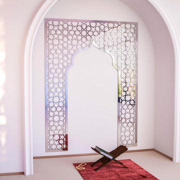 Geometric Design Mihrab - Wooden Islamic Wall Art | Prayer Room Accent - Islamic Wall Art Store