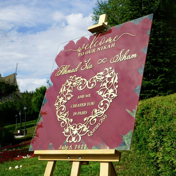 Glass Islamic Wedding Sign – We Created You in Pairs Nebe 8, Nikkah Mirror - Islamic Wall Art Store