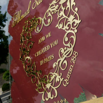 Glass Islamic Wedding Sign – We Created You in Pairs Nebe 8, Nikkah Mirror - Islamic Wall Art Store