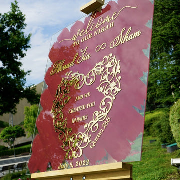 Glass Islamic Wedding Sign – We Created You in Pairs Nebe 8, Nikkah Mirror - Islamic Wall Art Store