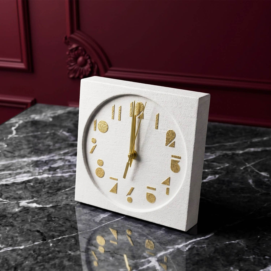 Latin Numbers Stone Desktop Clock Premium Decor
