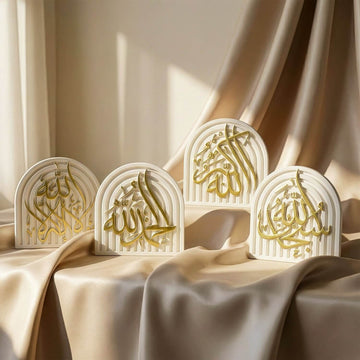 Stone Islamic Table Decor - SubhanAllah, Alhamdulillah, AllahuAkbar - Handmade Dhikr Art