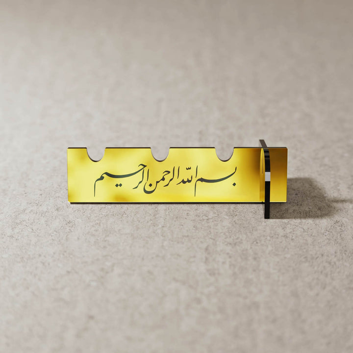 Basmala Acrylic Cutlery Holder – Modern Mirror Finish Iftar Table Decor