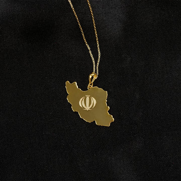 Gold plated Iran map pendant