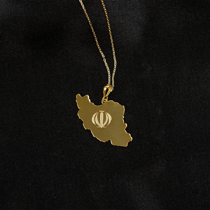 Gold plated Iran map pendant