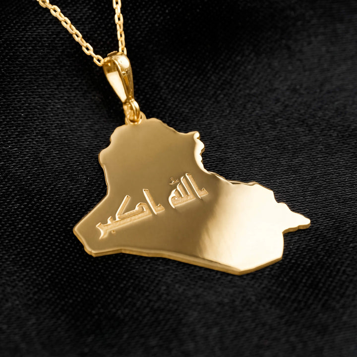 Gold plated Iraq map pendant