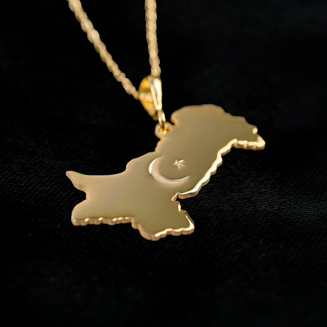 Gold plated Pakistan map pendant