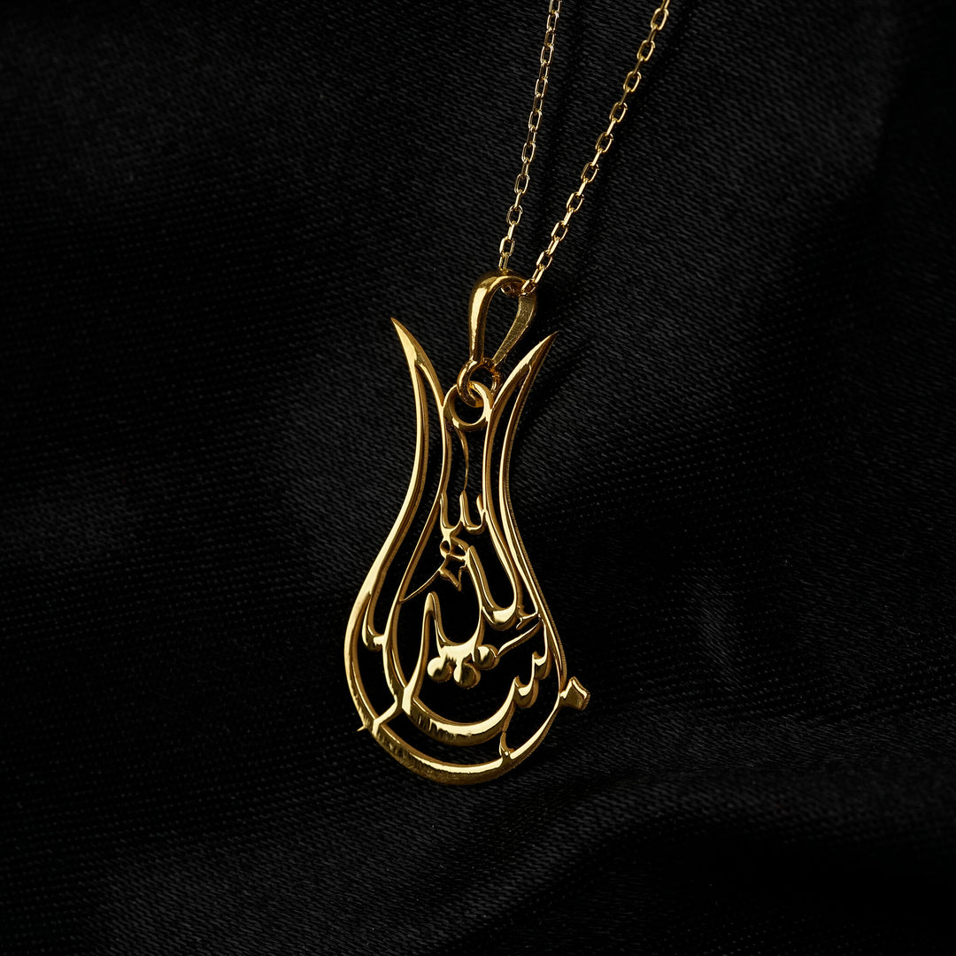 Gold plated Tulip Mashallah pendant
