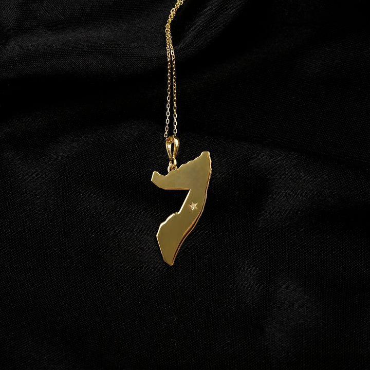 Gold Somalia map pendant with chain