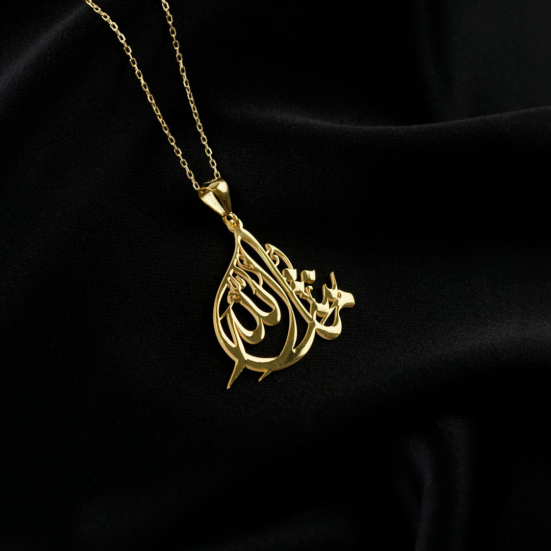 Gold Mashallah Diwani pendant with chain