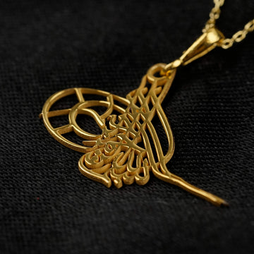 Collier Tughra Bismillah - Pendentif en argent sterling 925