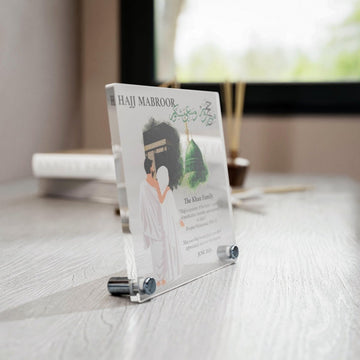 Hajj Mabroor Square Table Decor – Customizable Memory of Hajj - Islamic Wall Art Store