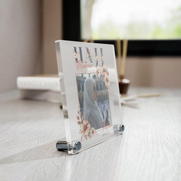 Hajj Mabroor Square Table Decor – Customizable Memory of Hajj - Islamic Wall Art Store