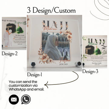 Hajj Mabroor Square Table Decor – Customizable Memory of Hajj - Islamic Wall Art Store