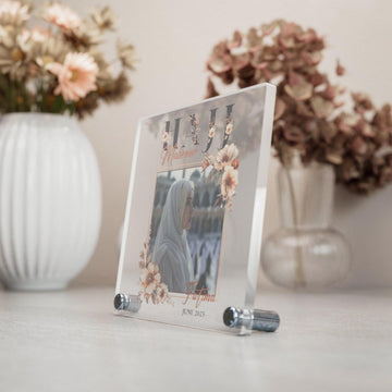 Hajj Mabroor Square Table Decor – Customizable Memory of Hajj - Islamic Wall Art Store