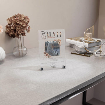 Hajj Mabroor Vertical Tabletop Decor, Personalize with Text & Photo - Islamic Wall Art Store