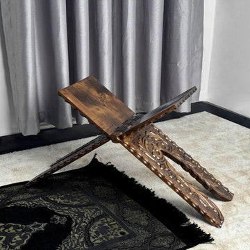 Handcarved Wooden Quran Stand - Islamic Gift Quran Holder & Quran Rehal - Islamic Wall Art Store