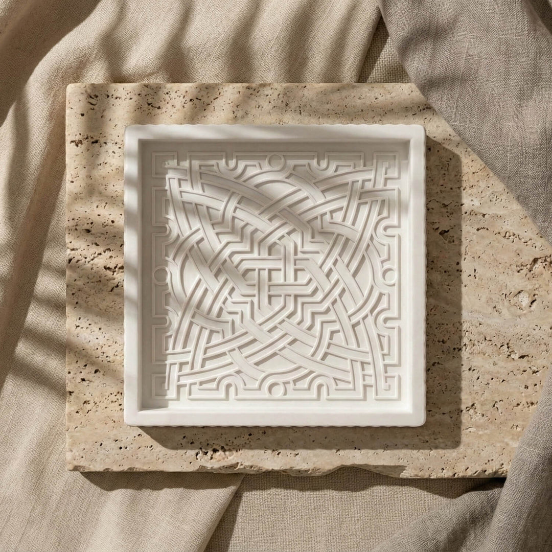 Alhambra Geometric Stone Relief – Curvilinear Star Pattern