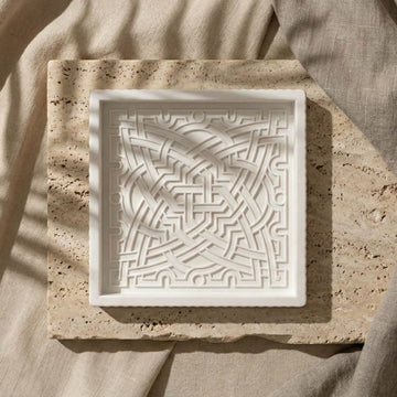 Relief géométrique de l'Alhambra en pierre – Motif d'étoile curviligne