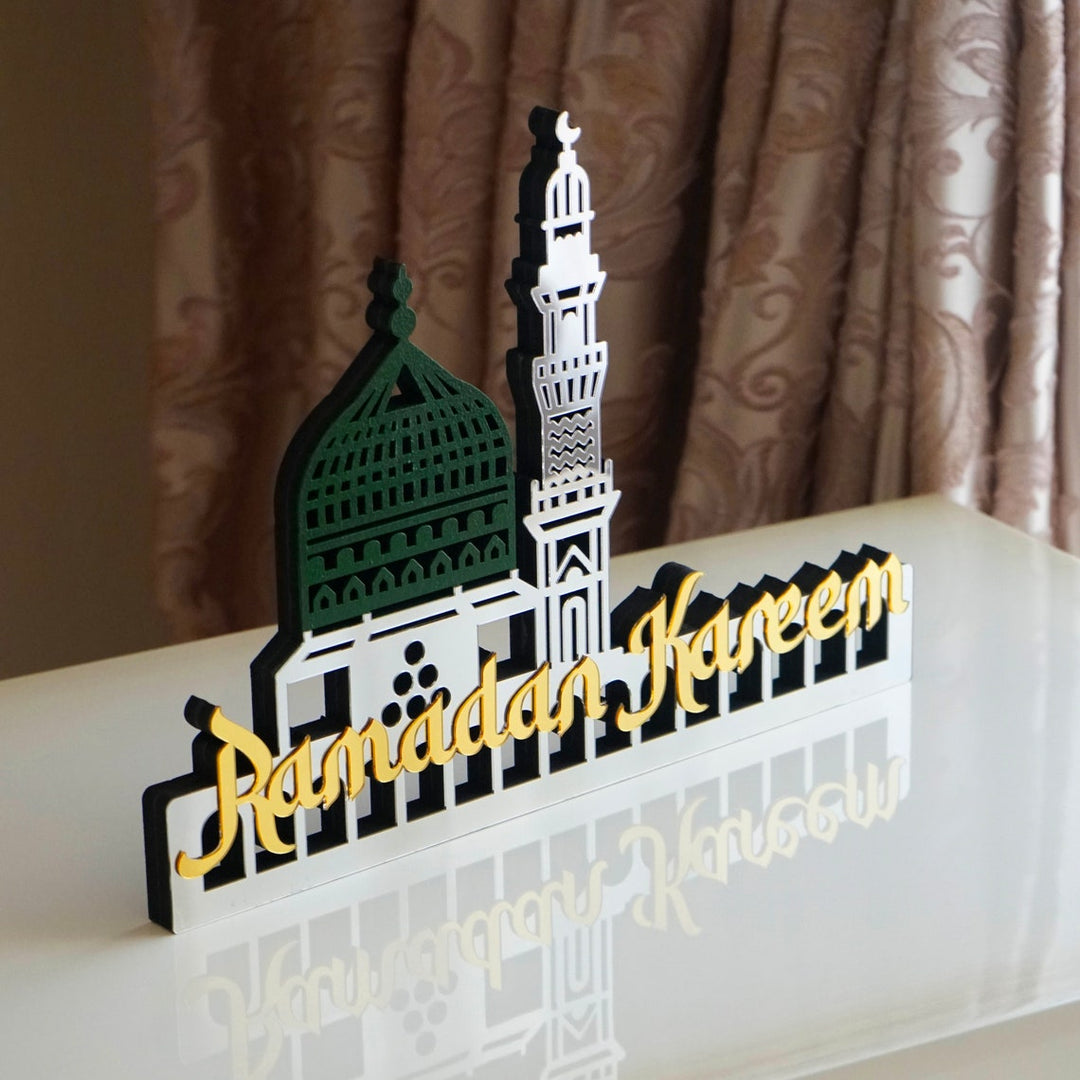 🎁 Ramadan Kareem Masjid-An Nabawi - islamische Tischdekoration aus Holz als Geschenk (100 % Rabatt)