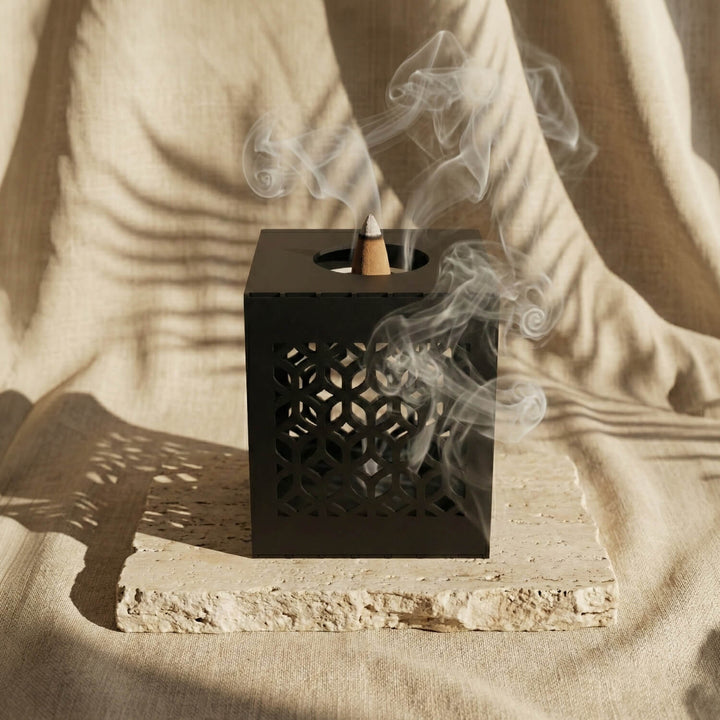 Geometric Fretwork Metal Mabkhara – Modern Islamic Incense Burner