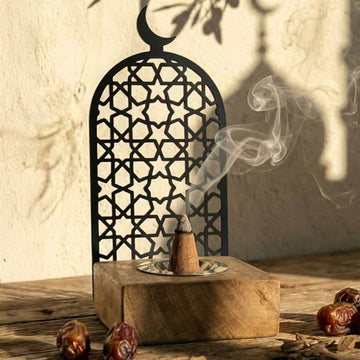 Tower Style Bakhoor Burner – Vertical Metal & Wood Mabkhara