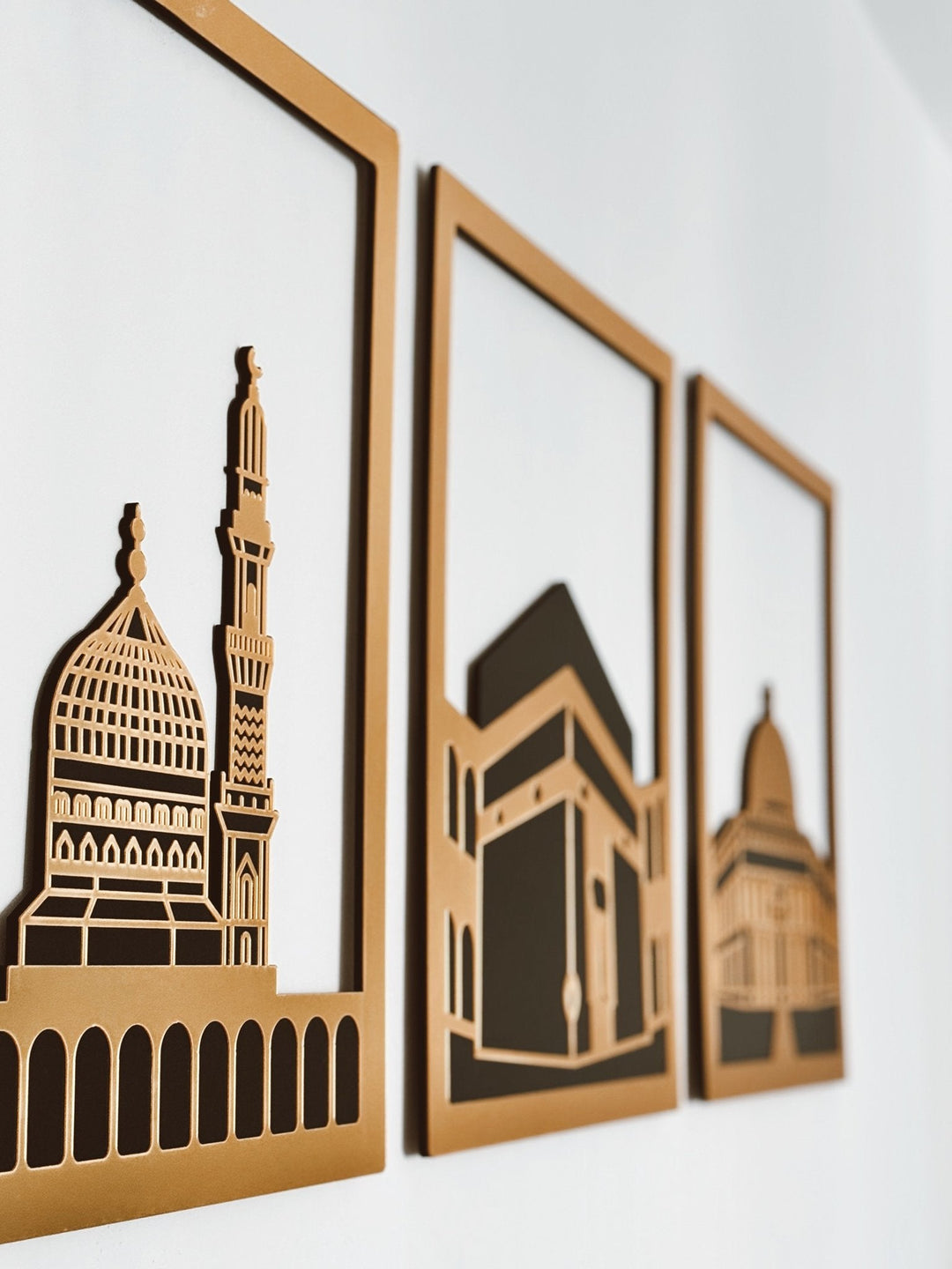Masjid Al-Haram (Kaaba), Masjid An-Nabawi, Masjid Al Aqsa | Ensemble de décoration murale islamique