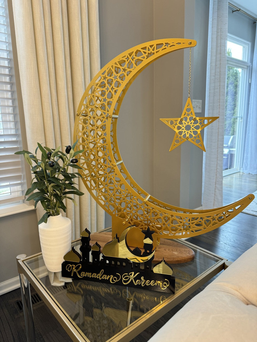 Décoration du Ramadan croissant de lune et étoile - Déco d'intérieur islamique en métal