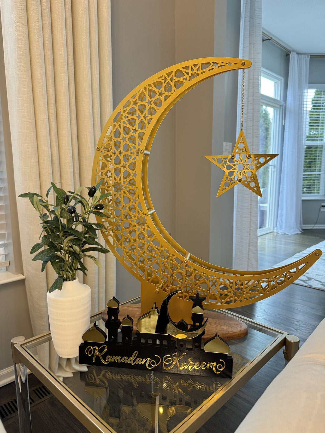 Décoration du Ramadan croissant de lune et étoile - Déco d'intérieur islamique en métal