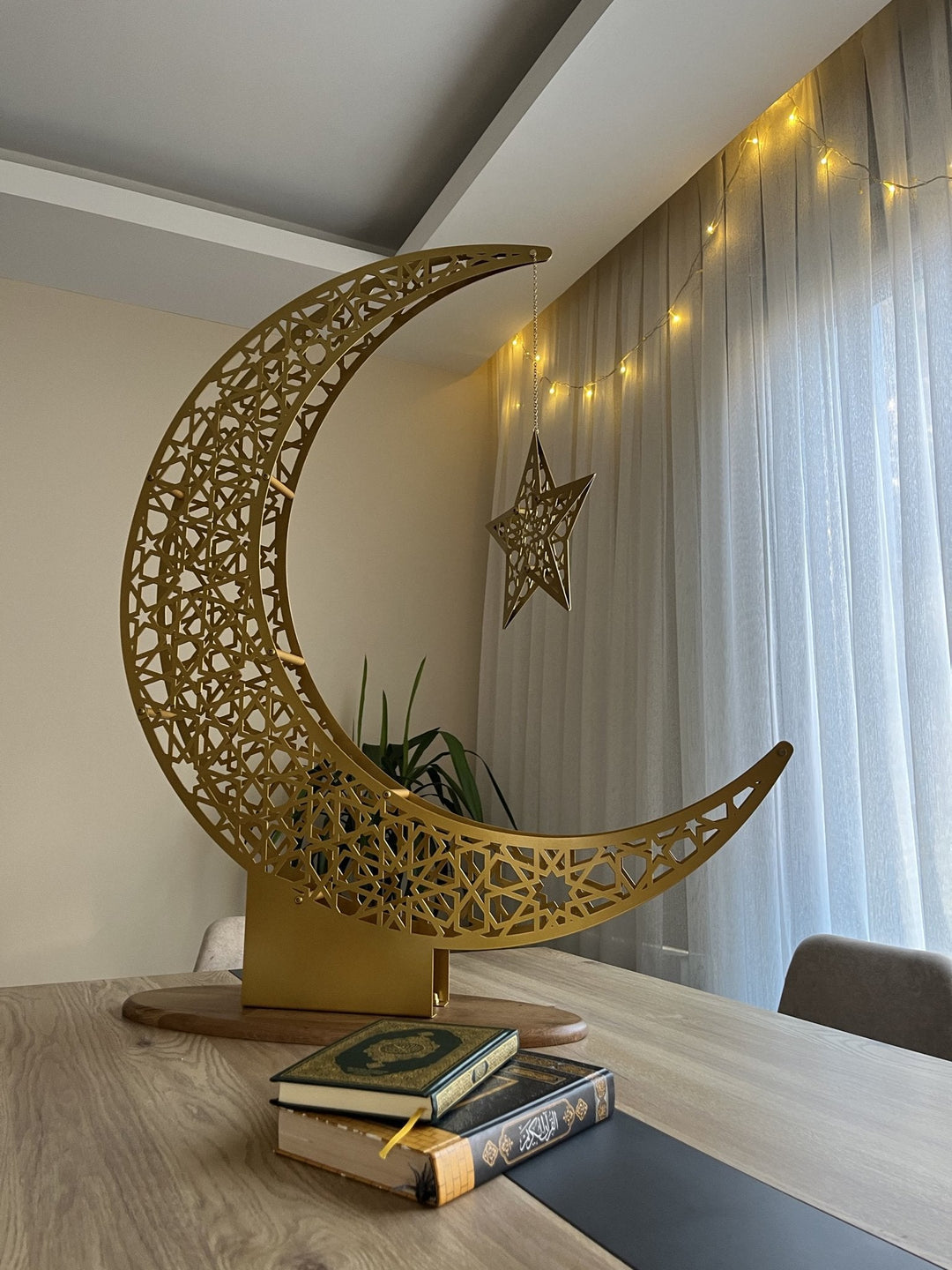 Décoration du Ramadan croissant de lune et étoile - Déco d'intérieur islamique en métal