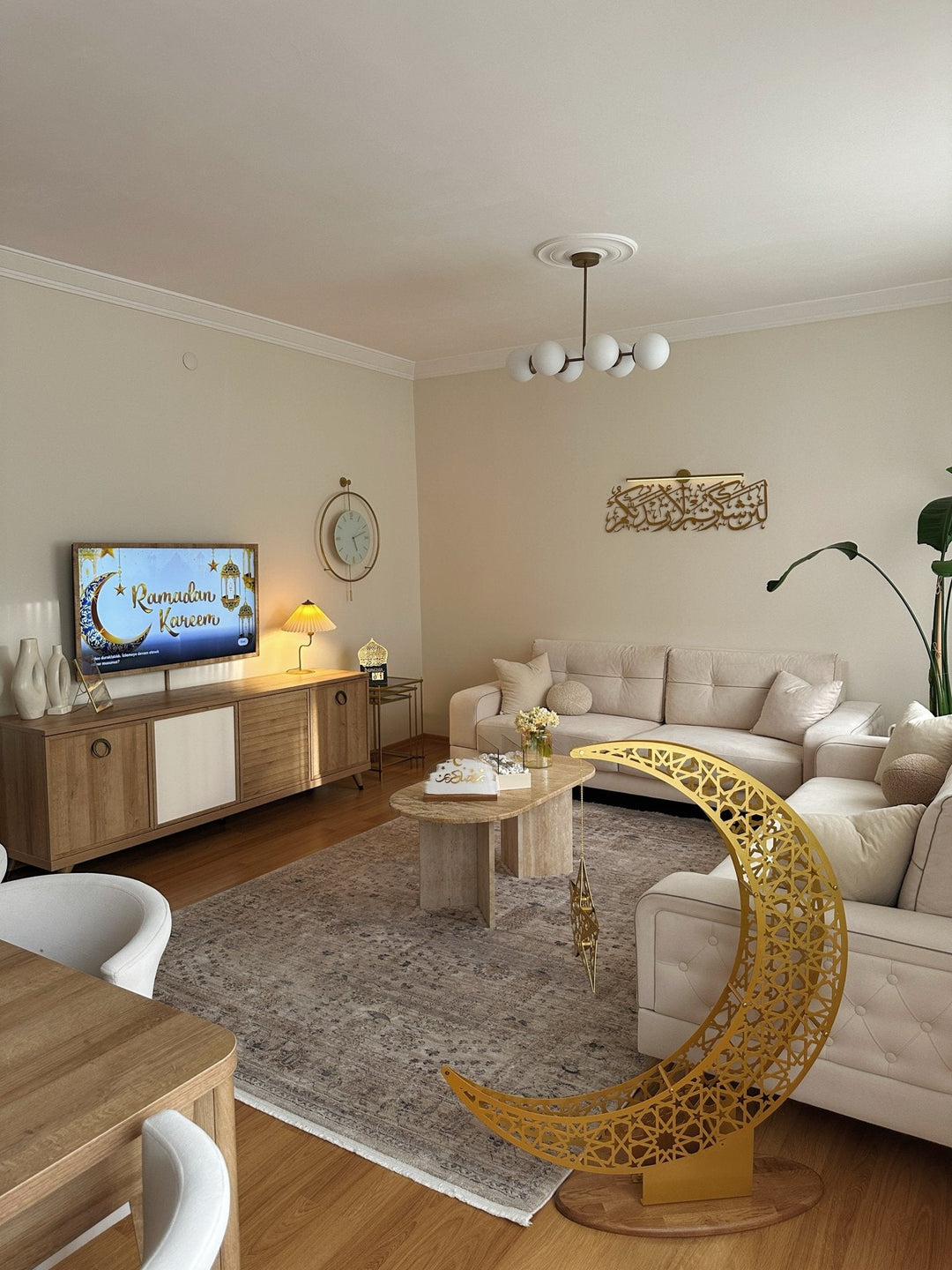 Décoration du Ramadan croissant de lune et étoile - Déco d'intérieur islamique en métal