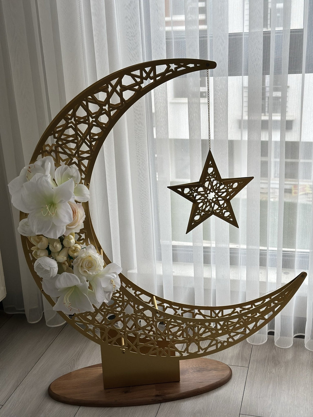 Décoration du Ramadan croissant de lune et étoile - Déco d'intérieur islamique en métal