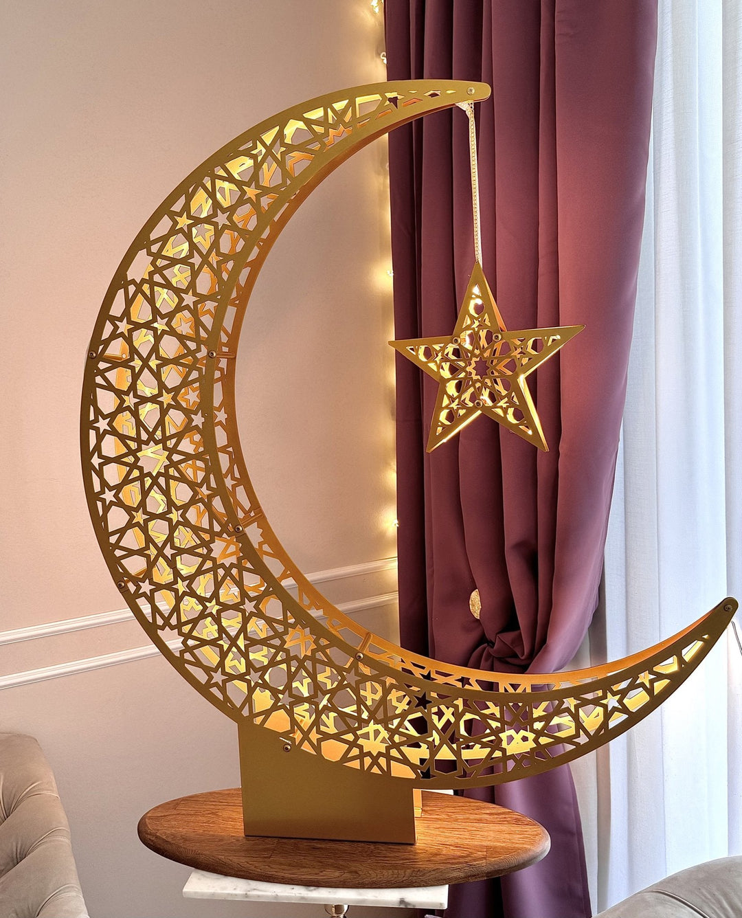 Décoration du Ramadan croissant de lune et étoile - Déco d'intérieur islamique en métal