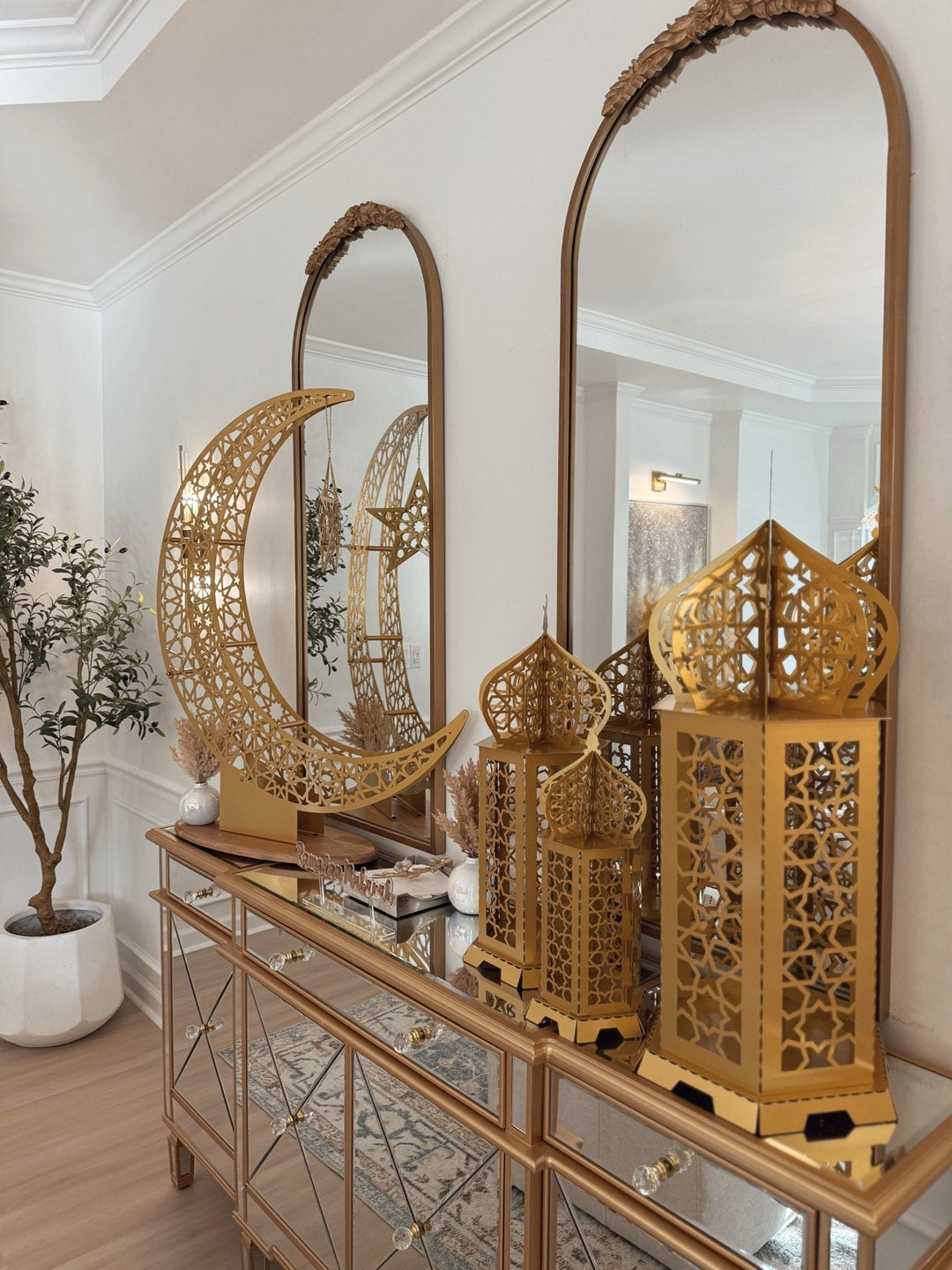 Décoration du Ramadan croissant de lune et étoile - Déco d'intérieur islamique en métal