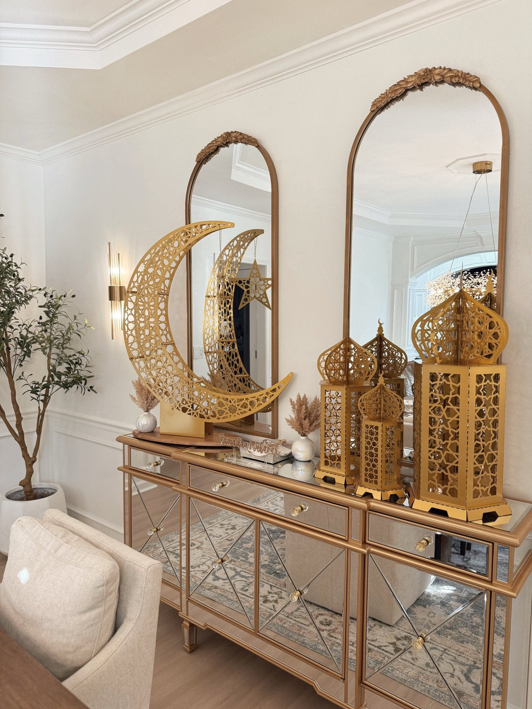 Décoration du Ramadan croissant de lune et étoile - Déco d'intérieur islamique en métal