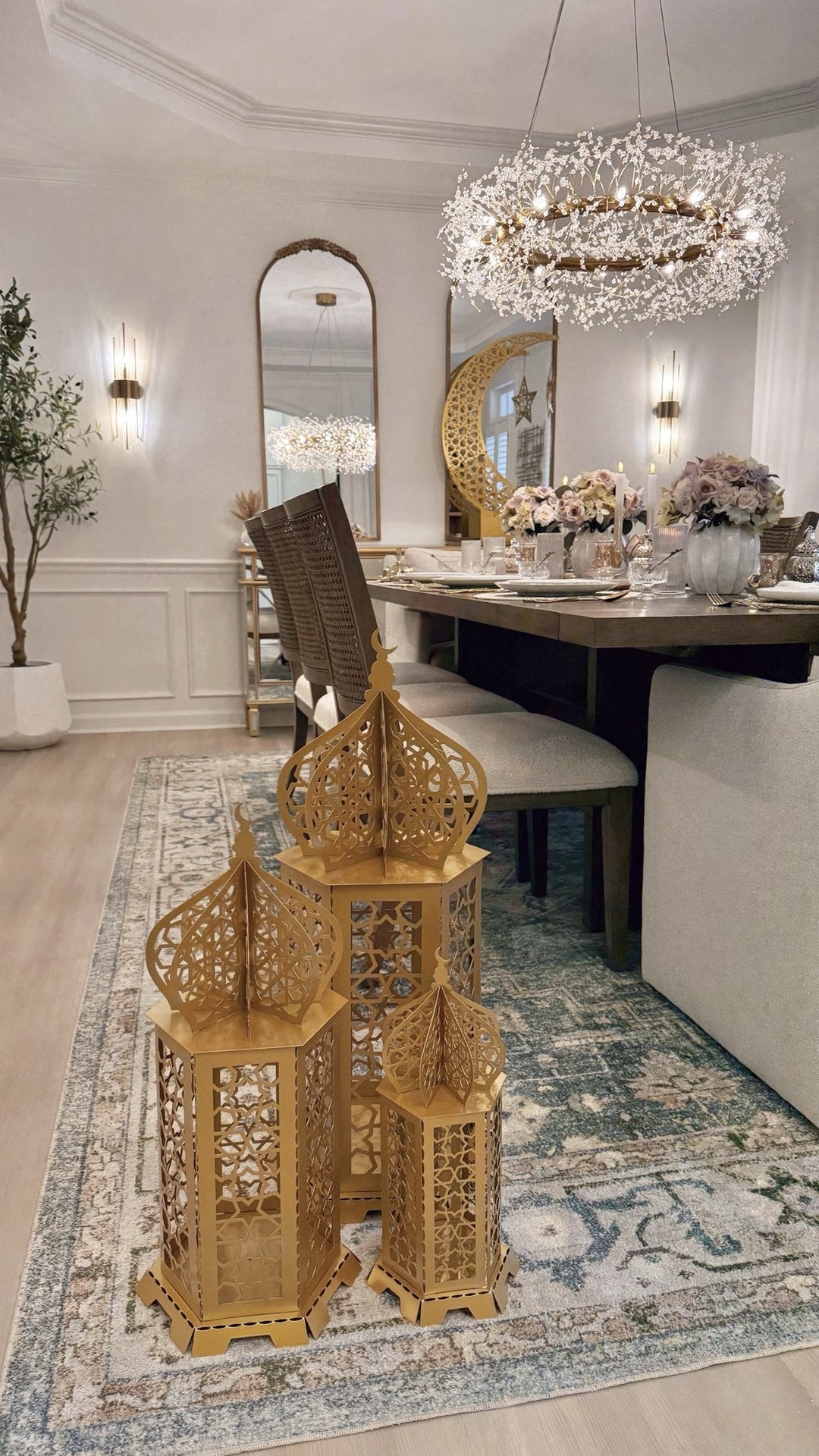 Décoration du Ramadan croissant de lune et étoile - Déco d'intérieur islamique en métal