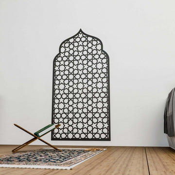 Interior Mihrab Islamic Wall Art - Wooden Prayer Niche | 8 - Pointed Star Motif - Islamic Wall Art Store