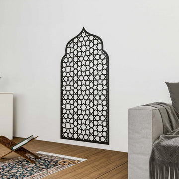 Interior Mihrab Islamic Wall Art - Wooden Prayer Niche | 8 - Pointed Star Motif - Islamic Wall Art Store
